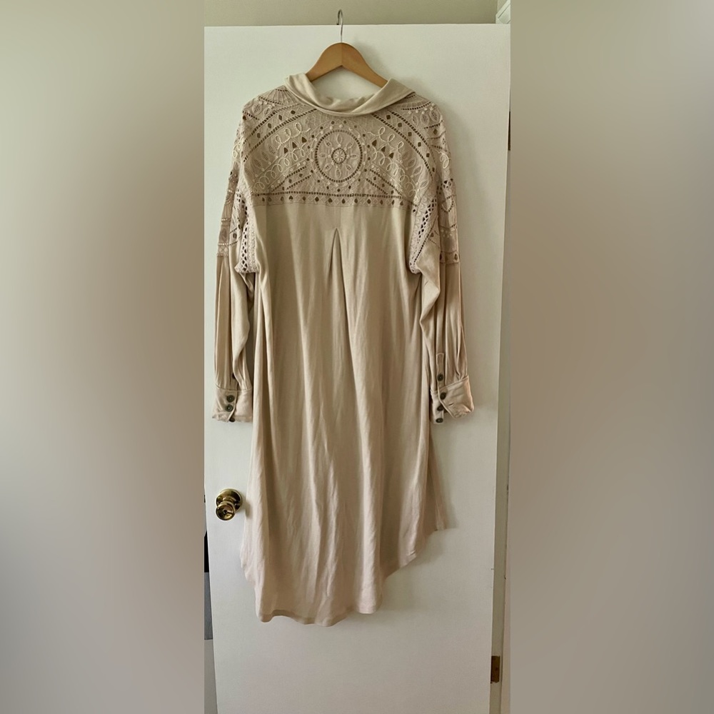 Free People Cream Crochet Yoke cardigan